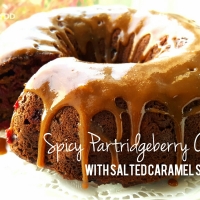 Spicy Partridgeberry Cake with Salted Caramel Sauce